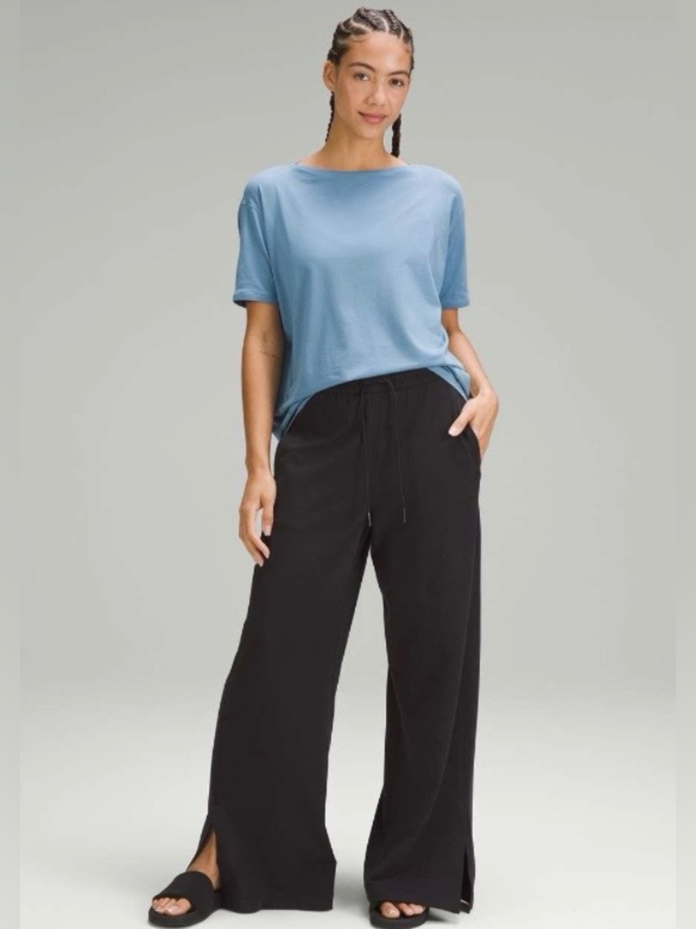 Lululemon Back in Action Short Sleeve Blue Pima Cotton Oversized Tee